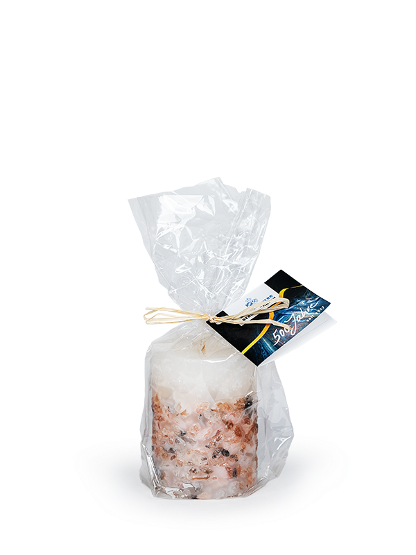 Duftkerze mittelgroß mit original Bergsalz-Kristallen