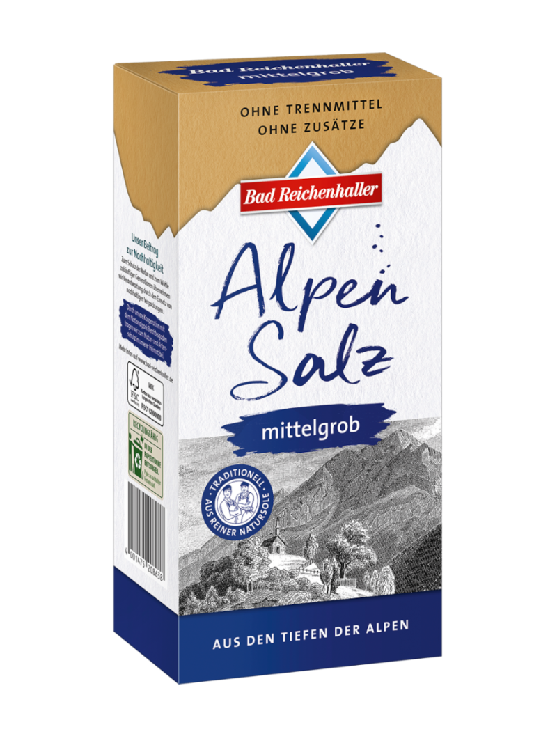 Mittelgrobes Alpensalz 1 kg Paket